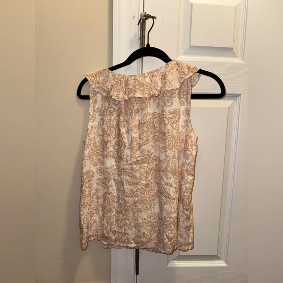 LOFT Beige Floral Ruffle Blouse - Picture 4 of 4